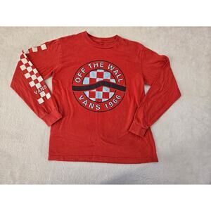 Vans Off The Wall Youth Long Sleeve T Shirt Red Size Medium 10-12